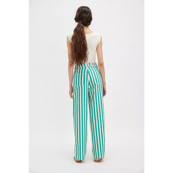 Free People The Tiny Big Sister Striped Berta Long Jeans NEW $192! - Picture 2 of 5